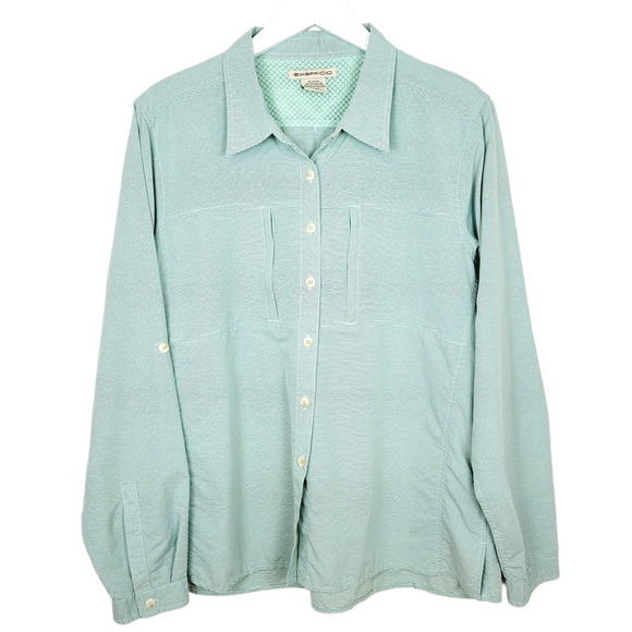 EXOFFICIO DryFlyLight Green Stripe Long Sleeve Button Down Shirt Size XL - Picture 1 of 4